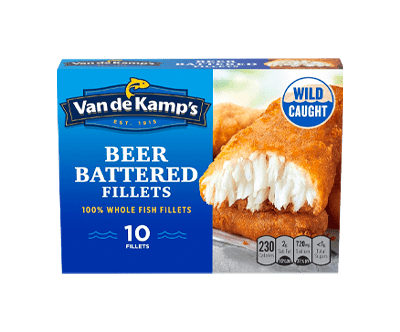 Van de Kamp's Beer Battered 100% Whole Fish Fillets, Frozen, 19.1 oz 10 ct