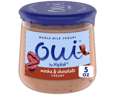 Oui by Yoplait Mocha & Chocolate Whole Milk Yogurt, French Style Yogurt Snack, 5 OZ Glass Yogurt Jar