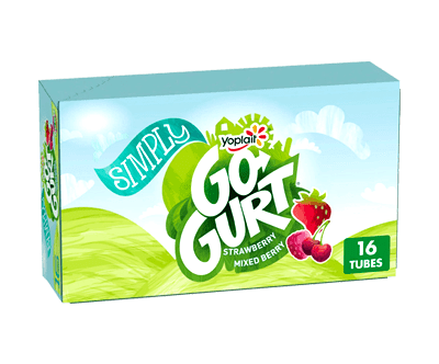Simply Go-GURT Strawberry and Mixed Berry Kids Low Fat Yogurt Variety Pack, Gluten Free, 2 oz. Yogurt Tubes (16 Count)